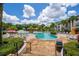 Resort-style pool with lounge chairs and umbrellas at 8810 Dunes Ct # 203, Kissimmee, FL 34747