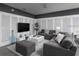 Spacious living room with gray sectional sofa and large TV at 1505 Carey Palm Cir, Kissimmee, FL 34747
