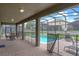 Covered patio with screened pool, pavers, and seating area at 1424 Rolling Fairway Dr, Davenport, FL 33896