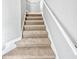 Carpeted staircase with a simple handrail at 10888 Eclipse Lily Way # 62A, Orlando, FL 32832