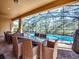 Screened patio with pool and outdoor dining area at 8887 Qin Loop, Kissimmee, FL 34747
