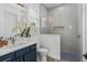 Modern bathroom with a walk-in shower and stylish vanity at 3429 Boggy Creek Rd, Kissimmee, FL 34744