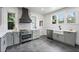 Modern kitchen with stainless steel appliances and stylish gray cabinets at 1689 Lakeshore Dr, Eustis, FL 32726