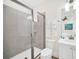 Small bathroom with shower and single sink vanity at 8016 Flip Flop Way, Kissimmee, FL 34747