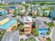 Aerial view of a waterfront community of colorful homes at 8016 Flip Flop Way, Kissimmee, FL 34747