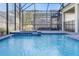 Screened-in spa with blue tile and brick coping at 4637 Target Blvd, Kissimmee, FL 34746
