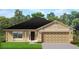 One-story home with beige exterior, dark brown door, and two-car garage at 4410 Sagefield Dr, St Cloud, FL 34773