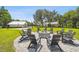 Stone fire pit surrounded by Adirondack chairs at 4600 Nebraska Ave, Sanford, FL 32771