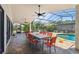 Relaxing patio with seating area, adjacent to the pool and screened enclosure at 4600 Nebraska Ave, Sanford, FL 32771