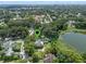 Aerial view showing home location near lake at 1803 E Kaley Ave, Orlando, FL 32806