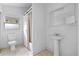 Simple bathroom with shower and pedestal sink at 1803 E Kaley Ave, Orlando, FL 32806