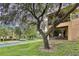 Home exterior showcasing a screened patio and lush landscaping at 744 La Mirage St, Davenport, FL 33897