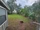 Backyard with grass, tree stump, and some overgrown areas at 820 Hoffner Ave, Orlando, FL 32809