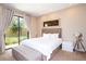 Comfortable bedroom with a queen-size bed and access to a private patio at 7487 Brooklyn Dr, Kissimmee, FL 34747