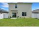 Spacious backyard with grassy lawn, sliding glass door, and privacy fence at 1839 Wild Rye Way, Kissimmee, FL 34744