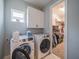 Well-equipped laundry room with washer, dryer and storage at 2310 Hamilton Ridge Rd, Clermont, FL 34715