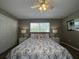 King-size bed, ceiling fan, and large window at 2937 Banana Palm Dr, Kissimmee, FL 34747