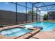 Refreshing pool and spa with screened enclosure at 8841 Rhodes St, Kissimmee, FL 34747