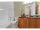 Clean bathroom with shower/tub combo and updated vanity at 277 Olivia Rose Ct, Lake Mary, FL 32746