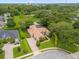 Aerial view of single-story home with pool and landscaped yard, located in a quiet residential neighborhood at 277 Olivia Rose Ct, Lake Mary, FL 32746
