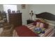 Bedroom with a double bed and striped bedding at 713 W 2Nd St, Lakeland, FL 33805