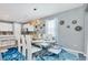 Modern dining room with a large table, chandelier and blue rug at 1870 Sawyer Palm Pl, Kissimmee, FL 34747