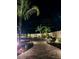Landscaped backyard with a lighted pathway at night at 318 Stone Castle Loop, Lady Lake, FL 32159