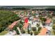 Aerial view of a home with private pool, located in a residential community at 4527 Alberto Cir, Kissimmee, FL 34746