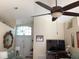 Spacious living room with a high ceiling and large TV at 514 Tree Shore Dr, Orlando, FL 32825