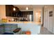 Modern kitchen with dark cabinets, stainless steel appliances, and an island at 4832 Tribute Trl, Kissimmee, FL 34746