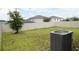 Fenced backyard with grassy area and AC unit at 462 Hamlet Loop, Davenport, FL 33837