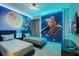 bedroom with twin beds and Spiderman mural at 5936 High Seas Dr, Orlando, FL 32821