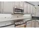 Stainless steel appliances and gray cabinets at 445 Hightower Dr, Debary, FL 32713
