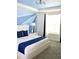 Spacious bedroom with king-size bed, blue accent wall, and large window at 1864 Caribbean View Ter, Kissimmee, FL 34747