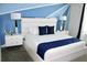 Bright bedroom with a king-size bed, stylish decor, and modern nightstands at 1864 Caribbean View Ter, Kissimmee, FL 34747