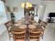 Dining room with a large table and six chairs, kitchen access at 7762 Linkside Loop, Reunion, FL 34747