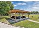 Community picnic pavilion with shaded tables and benches at 701 Castlewood Dr, Winter Springs, FL 32708