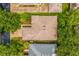 Single-Gathering home aerial view showcasing roofline and landscaping at 316 Shelbourne Loop, Kissimmee, FL 34759
