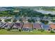 Aerial view of homes with solar panels and pool at 290 Silver Maple Rd, Groveland, FL 34736