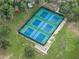 Three well-maintained blue and green pickleball courts at 411 Palo Verde Dr, Leesburg, FL 34748