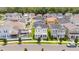 Aerial view of community with houses and landscaping at 7410 Barrier Cove Way, Kissimmee, FL 34747