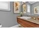 Modern bathroom with floating vanity and a vessel sink at 837 Desert Mountain Ct, Reunion, FL 34747
