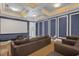 Elegant home theater with projector, screen, and comfortable seating at 837 Desert Mountain Ct, Reunion, FL 34747