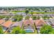 Aerial view of homes, pools, and lush landscaping in a residential community at 195 Hideaway Beach Ln, Kissimmee, FL 34746