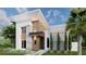Modern two-story home with wood and stone exterior, clean lines, and landscaping at 8643 Farthington Way, Orlando, FL 32827