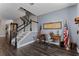 Home office with wood desk, American flags, and wood floors at 5209 Villa Rosa Ave, Saint Cloud, FL 34771