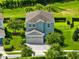 Two-story house with gray siding and a paver driveway, aerial view at 7443 Marker Ave, Kissimmee, FL 34747