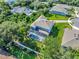 Aerial view of house and pool, surrounded by trees and other homes at 708 Fox Edge Ct, Oviedo, FL 32765