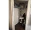 Walk-in storage closet with shelving and hanging rod at 3211 Gold Ln, Kissimmee, FL 34747