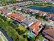 Aerial view showcasing a neighborhood of upscale homes near a lake at 11684 Hampstead St, Windermere, FL 34786